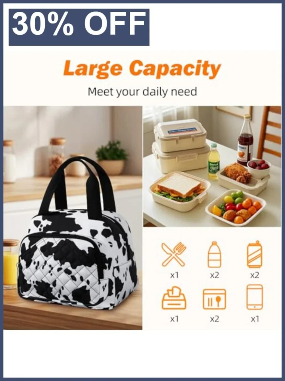 Insulated Lunch Bag Cooler Tote Oxford Cloth Leakproof